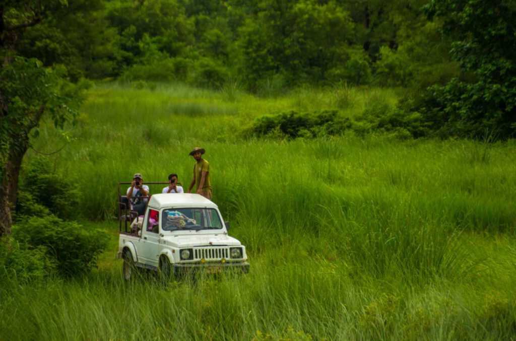 A jeep on safari in Bardia National Park