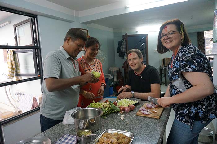 Students at the Kathmandu cooking class
