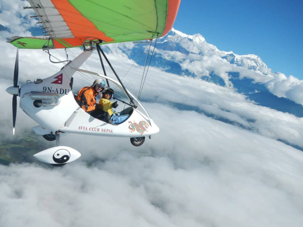 Ultralight flight above Pokhara