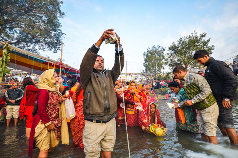 Local man taking part in Chhat Festival