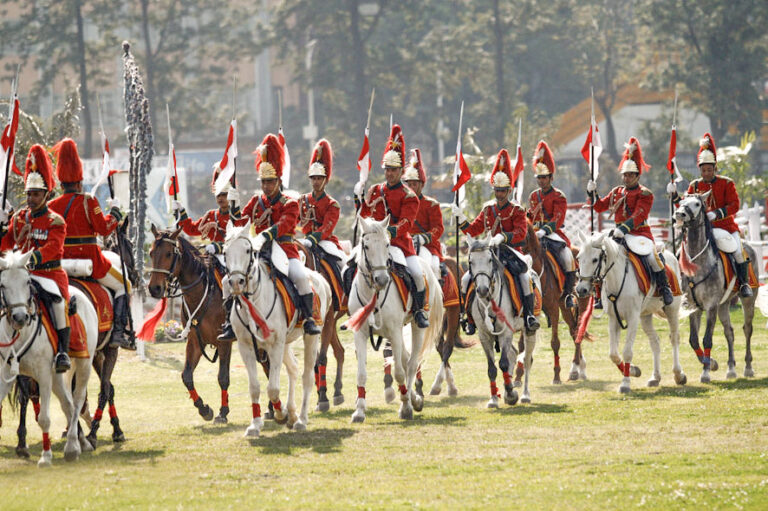 Soldiers on horseback at Ghode Jatra festival