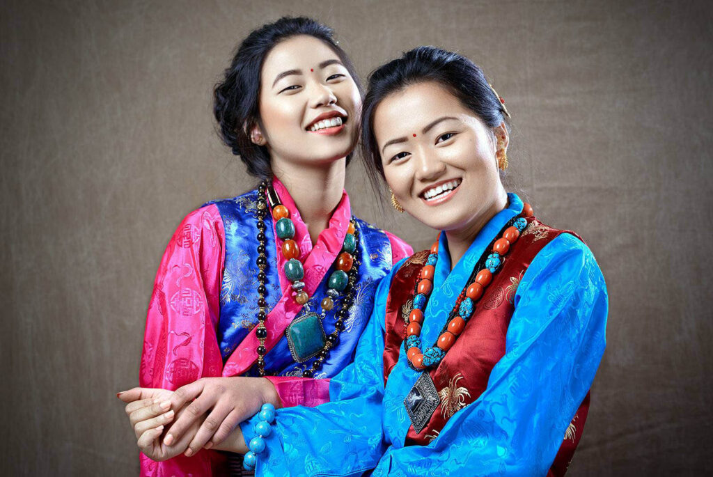 Nepali women in traditional dress , Sonam Lhosar, festivals of Nepal, Nepal festivals