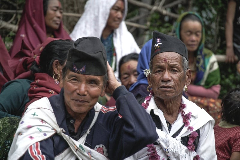 Villagers meeting in Narchyang, Nepal