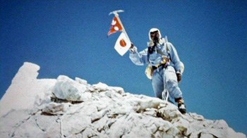 Gyalzen Norbu Sherpa at the summit of Mount Manaslu